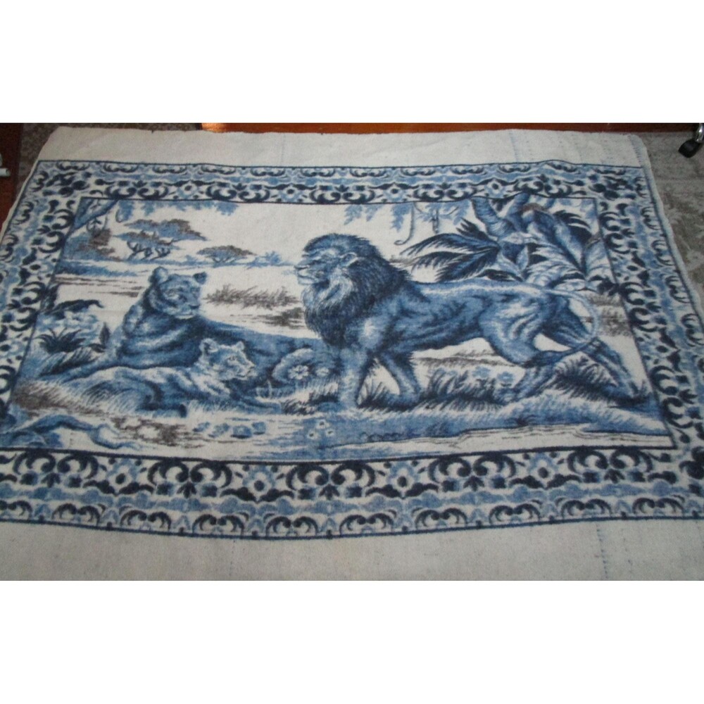 Alpaca wool blanket, tapestry or wall hanging 60 X 90 Blue and white